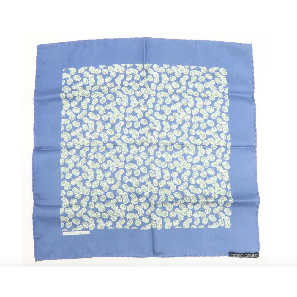 Blue Patterned Pocket Square with Light Green Motif - Unbranded - Picture 2 of 5